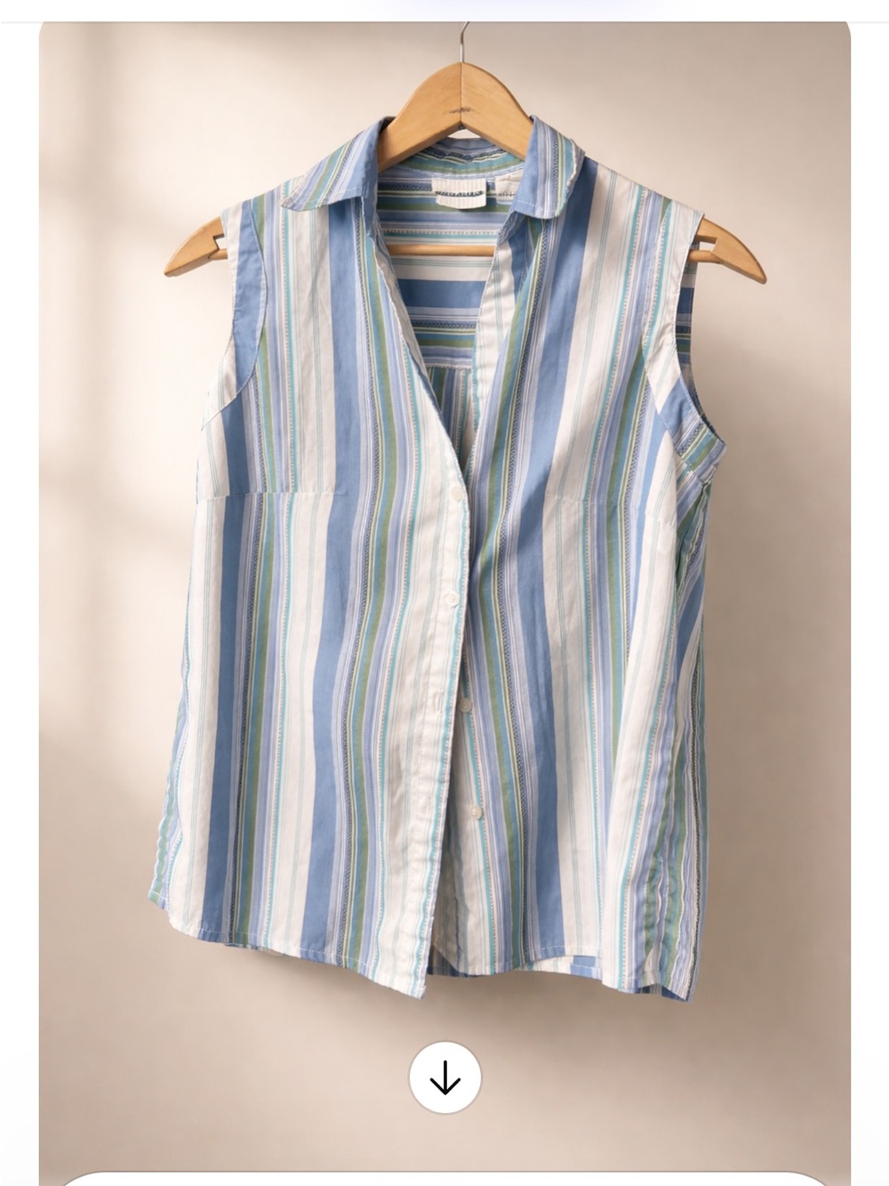 White Stag Sleeveless Striped Button-Front Top - Blue/White/Green